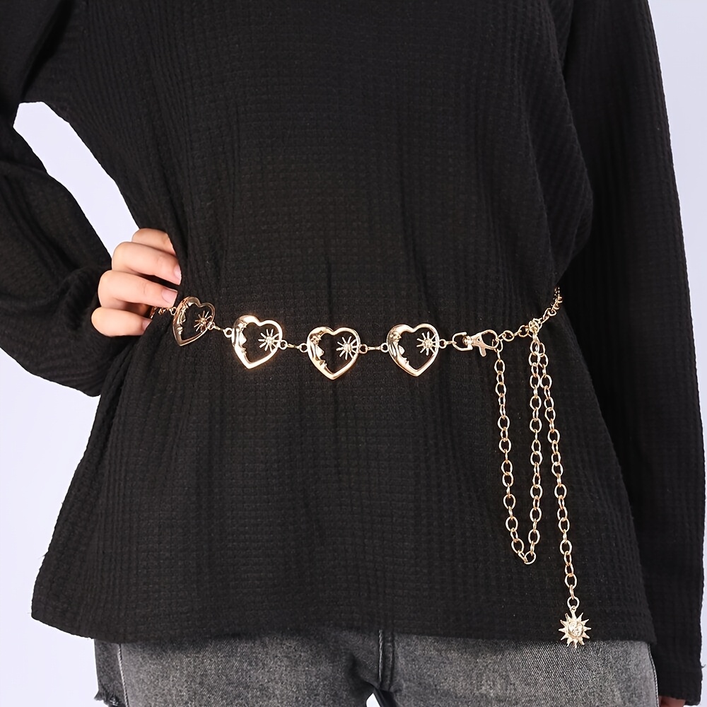 Golden/Silvery Waist Chain with Heart Moon Decor